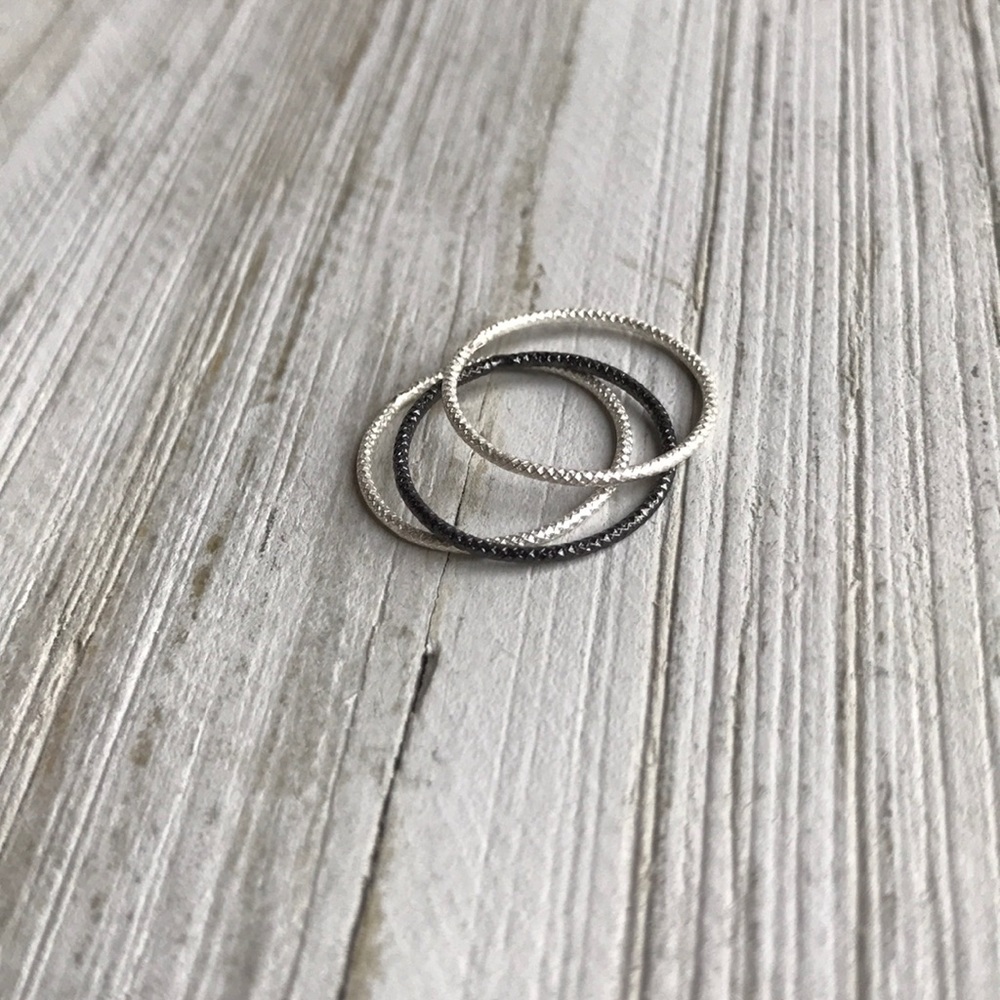 NEW Textured Sterling Silver Midi Stacking Rings - Picture 3 of 7
